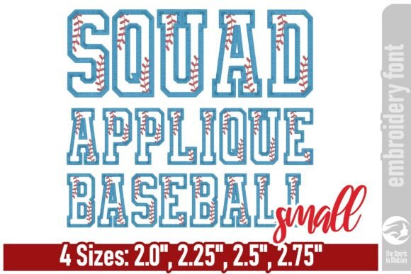 Squad Applique Baseball Font – Small