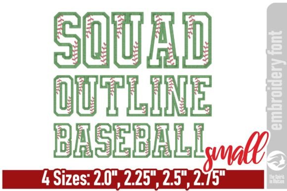 Squad Outline Baseball Font - Small